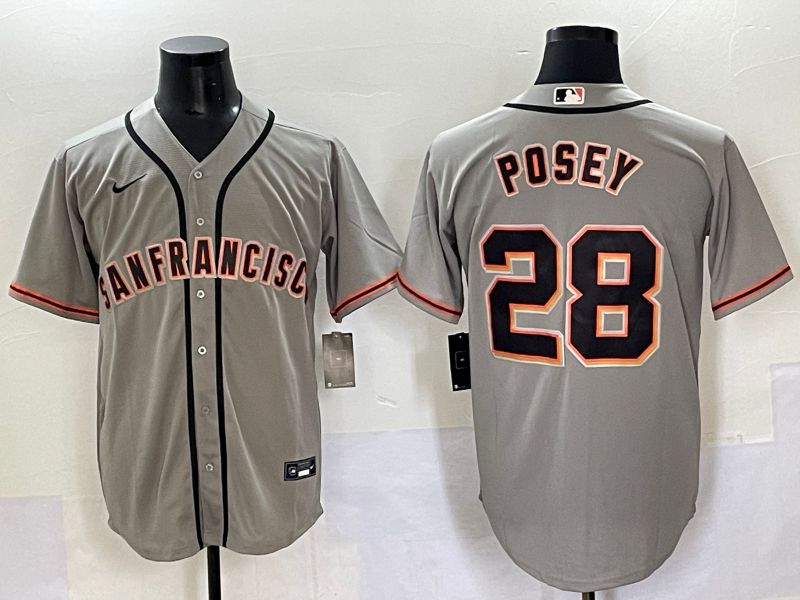 Men 2025 San Francisco Giants 28 Posey Grey Game Nike MLB Jersey style 41
